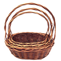 Ensemble de paniers tissés en osier naturel ovales et circulaires faits à la main de la marque Jarnier avec poignée, grands paniers en osier noir pour cadeaux