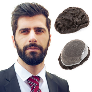 BLT Bella Q6 Parrucchino Ricciolo con Base Sottile in Pelle e Frontale in Pizzo Francese, 100% Capelli Umani Indiani, Protesi Capillare <span class=keywords><strong>di</strong></span> Ricambio per Uomini - Disponibile - Product Image 1