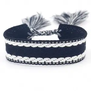 Promotional OEM Golden Supplier Embroidery Flower Cuff Bracelet With Tassels