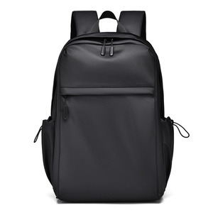 Sac à dos noir pour hommes, grande capacité 20-35L, poche intérieure à fermeture éclair, sac d'école, de voyage, de transport quotidien, couleur unie, poignée souple - Product Image 1