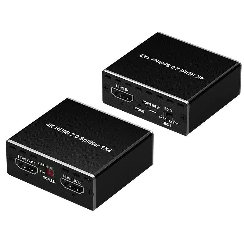 4K 1x2 HDMI 2.0 Splitter Scaler 4K @ 60 4:4:4 8bit HDR Scaler đầu ra HDMI splitter 4K 1 đầu vào 2 đầu ra