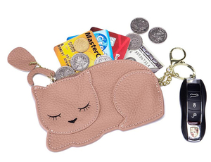 Hot <strong>Sale</strong> Fashion Slim Lovely Girls Real <strong>Leather</strong> Cute Keychain Cat Coin <strong>Purses</strong> - Product Image 5