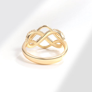 Anillo giratorio antiestrés con cuentas, circonitas pavé, cobre chapado en oro, ajustable, diseño infinito entrecruzado, joyería para aliviar el estrés para mujeres - Product Image 4