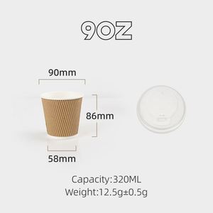 500PCS at PACK 8Oz 12Oz 16Oz 20Oz Eco-Friendly <b>Disposable</b> Craft Paper Double Walled Coffee <b>Cups</b> with Lids - Product Image 3
