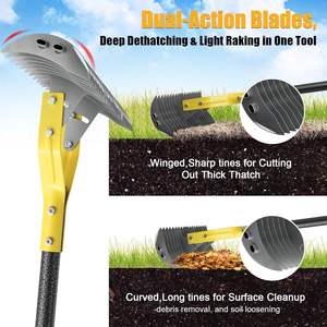 Râteau à herbe manuel à double <span class=keywords><strong>action</strong></span> Cogardenshower Heavy Duty 70 pouces avec poignée en acier inoxydable et 21 dents, lame tranchante de 15 pouces pour herbe morte - Product Image 3