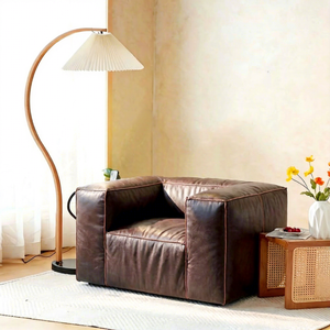 Sofá Vintage de Cuero Auténtico de Alta Calidad, Juego de Sofás para el Hogar, Sala de Estar de Lujo, Sofá Retro de Cuero Genuino con Textura de Nube - Product Image 3