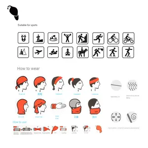 Foulard magique demi-visage crâne cache-cou extérieur polyvalent, masque de cyclisme, imprimé en polyester sans couture - Product Image 5