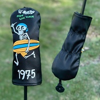 Housse de tête de club de golf n° Housse de tête de club de golf en PU avec broderie crâne surfeur pour driver/fairway/hybride – Accessoire de golf