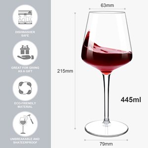 Copas de Vino Tinto de Tallo Largo Personalizadas con Logotipo, Reutilizables, Irrompibles, de Plástico Tritan, para Bodas y Fiestas - Product Image 4