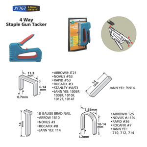 Hand Nail Tacker Gun Manual Stapler JY767 18Gauge <b>Brad</b> PIN Staple Gun 6(1/4")-14mm(9/16") Heavy Duty Manual Stapler - Product Image 2