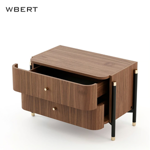 WBERT Modern Italian Minimalist Five-Drawer <b>Chest</b> Light Luxury Storage Cabinet Walnut Color <b>Wooden</b> Household Bedside Apartment - Product Image 3