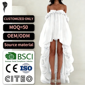 Nouvelle Robe de Plage Sexy OEM Sans Manches Dos Nu Couleur Unie Ourlet Irrégulier Bustier pour Femme - Product Image 1