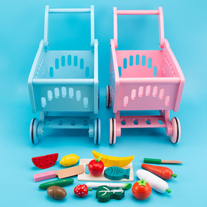 Yüksek kaliteli ahşap bebek yürüteci çocuk alışveriş sepeti itin yürümeye başlayan bebek arabası oyun evi oyuncaklar için öğrenme erkek veya kız - Product Image 3