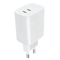 Chargeur rapide double port 65W PD 3.0/GaN QC3.0 SCP avec conception ignifuge pour téléphone portable, ordinateur portable, montre connectée (ports Type-C) OVP Electric