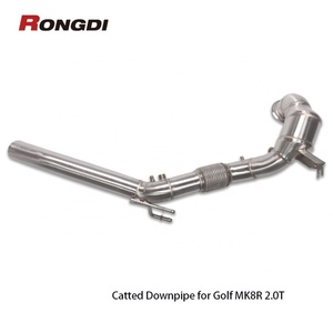 Rongdi High Flow 200 Cell Catted Stainless Steel 304 1.5mm <b>Brushed</b> Exhaust Downpipe for VW Golf MK8R 2.0T Upgrades - Product Image 2