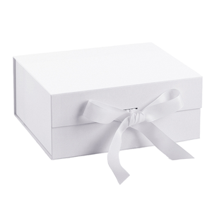 Nueva Caja de Regalo Rígida Blanca Elegante y Sencilla Tushi Fo con Cierre Magnético, Cinta Estampada y Reciclable - Product Image 3