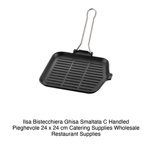 Ilsa Bistecchiera Ghisa Smaltata C <b>Handled</b> Pieghevole 24 x 24 cm Catering Supplies Wholesale Restaurant Supplies - Product Image 2