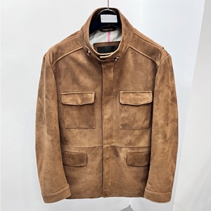 2026 <b>Men's</b> Loro Brown <b>Suede</b> Bomber <b>Jacket</b> Casual Piana Zipper Front Stand Collar Regular Fit Autumn Wear - Product Image 5