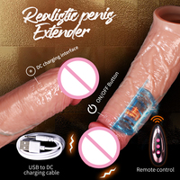 Fernbedienbarer, weicher, hohler Penisvergrößerungs-Vibrator, Penis-Extender, wiederverwendbare Penis-Hülle, Verlängerungskondom, Penisring für Männer