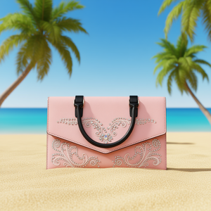 Bolso de Mano Rosa para Mujer Fana Kady con Bordado Decorativo de Diamantes, Cierre de Solapa, Dos Correas, Gran Capacidad, Ideal para Fiestas - Product Image 2