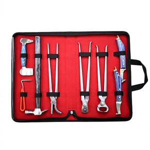 12 Inch Stainless Steel Horse Hoof Care Farrier Tools Kit Hoof Nippers 2Pcs Hoof Loop Knives Farrier Buffer Nail Clincher <b>Puller</b> - Product Image 1