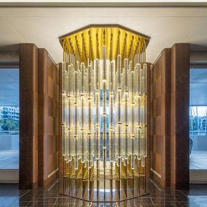 TYSON Paravent de séparation en verre cristal doré et acier inoxydable de luxe pour la décoration de la maison et du <span class=keywords><strong>salon</strong></span> - Product Image 3