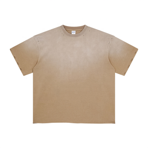 Camisetas de manga corta con lavado ácido y corte teñido en aerosol de marca de moda de primavera y verano para hombres - Product Image 3