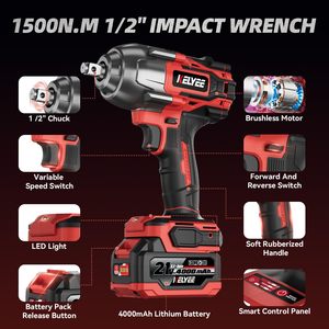 Avvitatore a impulsi brushless a batteria 21V, attacco da <span class=keywords><strong>3</strong></span>/4 pollici 1500 Nm, per impieghi gravosi per manutenzione industriale (ingrosso) - Product Image 3