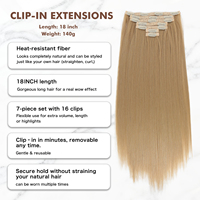 Extensioni per capelli sintetiche Julianna all'ingrosso, con clip, 7 pezzi, corte, 18 pollici, in fibra Kanekalon Futura, effetto Yaki liscio