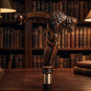 Canne de marche en bois sculpté avec poignée léopard, canne en bois massif détachable, cannes rétro pour la randonnée - Product Image 2