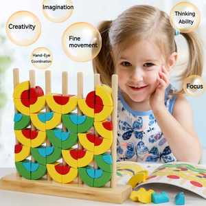 Customized Wooden Rainbow Stacking Machine Nested 3D Puzzle NEW Blocks Educational Learning Montessori <b>Toys</b> for Toddlers Kids - Product Image 4