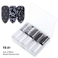 Autocollants de transfert pour ongles TSZS en gros, feuilles holographiques laser pour nail art, papier de transfert coloré motif léopard et fleurs pour manucure