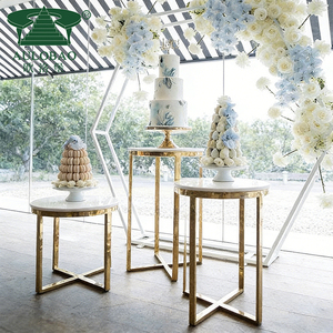 Décoration de mariage, ensemble de mariage en acier inoxydable doré, support de gâteau pour la mariée - Product Image 3