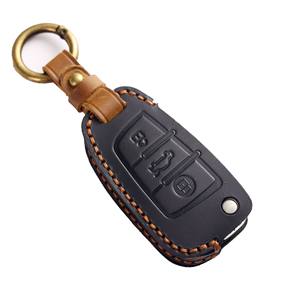 Pour <span class=keywords><strong>Audi</strong></span> Q3 35TFSI Q5 <span class=keywords><strong>A1</strong></span> A3 Accessoires Pliant <span class=keywords><strong>Clé</strong></span> Couverture De Luxe Étui En Cuir Avec Porte-clés En Métal - Product Image 1