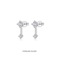 925 Sterling Silber Ohrstecker Diamantform Ohrringe für Frauen Französischer Vintage-Schmuck ODM OEM Maßgefertigter Moissanit-Schmuck