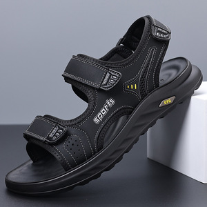 Men's Lightweight Cushioning Sports Casual Open Summer Outdoor Walking Beach Genuine Leather Upper Steel <b>Toe</b> Arch Sandals - Product Image 3