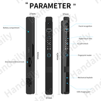 HanDaily Serrures de porte intelligentes étanches avec caméra 3D biométrique visage ID interphone vidéo empreinte digitale Serrure intelligente pour portes commerciales