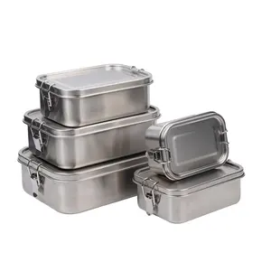 तुनुकमिज़ाजी खाद्य ग्रेड 304 leakproof स्टेनलेस स्टील दोपहर के भोजन के बॉक्स 800/1200/1400ml सिलिकॉन सील की अंगूठी वर्ग स्टील दोपहर के भोजन के बॉक्स