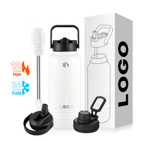 Bouteille d'eau isotherme personnalisée en acier inoxydable, gourde sous vide à double paroi, 32 oz