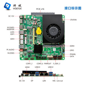 เมนบอร์ดควบคุมอุตสาหกรรม YENTEK Mini ITX 170x170 มม. รองรับเครือข่ายคู่ 6 SATA DDR4 Dual Channel PCIE - Product Image 3