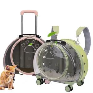 Sac à dos 2 en 1 pour chien et chat, étui de costume avec roues, porte-animal respirant, boîte de voyage, boîte de Transport pour chat, sac de Transport avec roues