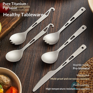 <b>Camping</b> Spork with Bottle Opener Dinner Spoon Flatware Picnic <b>Hiking</b> Travel Titanium Cookware - Product Image 6