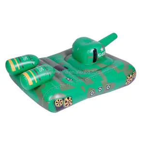 Customized Inflatable tank swim pool float boat island Water Play Toys with water gun Air Bed