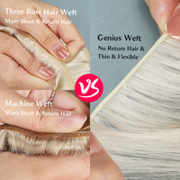 Extensions de cheveux russes bruts Genius Weft 100% Remy Virgin Double Drawn Skin New Hand Tied Genius Weft Extensions de cheveux humains