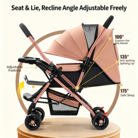 Poussette bébé pliable réversible avec plateau et grand panier de rangement
