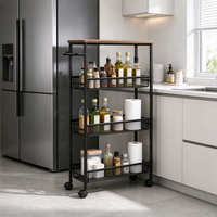 Étagère de rangement étroite à roulettes multi-niveaux pour espaces restreints, chariot utilitaire mobile pour salle de bain et organisation domestique, faible MOQ