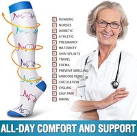 Chaussettes de compression pour femmes et hommes, hauteur genou, pour diabète, varices, course à pied, voyage, sport, golf, chaussettes de compression médicale élastiques