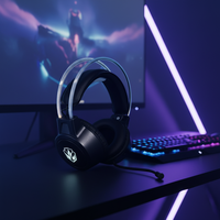 Casque de jeu sans fil BT5.4 personnalisé avec logo OEM, microphone HD RGB, casque supra-auriculaire avec charge Type-C et faible latence