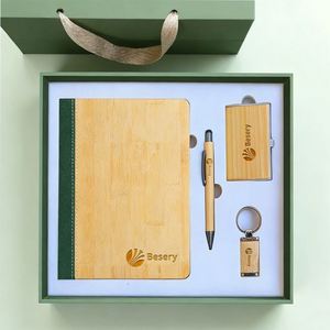 Carnet en bois à couverture rigide 2026, cadeaux personnalisables avec logo, stylo en bambou A5, porte-clés, porte-cartes, cadeau d'entreprise, 100 feuilles - Product Image 2