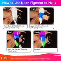 Palette de pigments fluorescents au néon gratuits de vente en gros poudre de pigments solides pour ongles ensemble Palette d'art des ongles accessoires de manucure et de bricolage